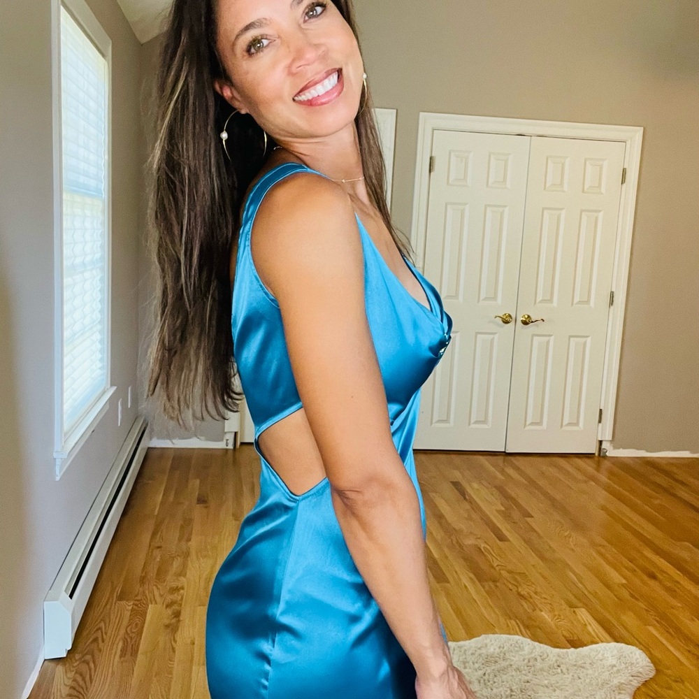 Elegant Blue Satin Dress